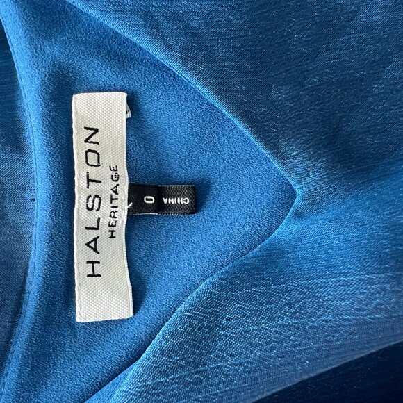 Halston Heritage Blue Chiffon Dress Size 0 - Picture 4 of 4
